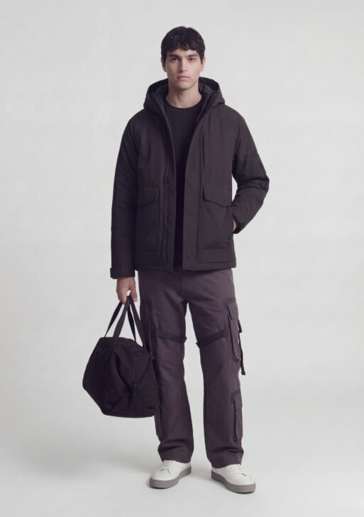 Slim Fit Lined Hooded Zippered Padded Waterproof Jacket