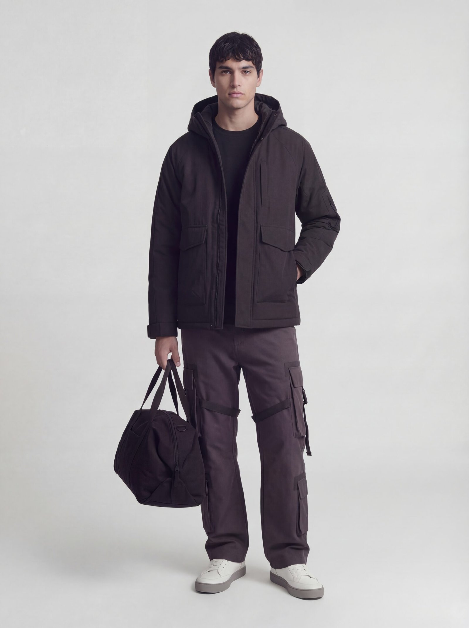 Slim Fit Lined Hooded Zippered Padded Waterproof Jacket