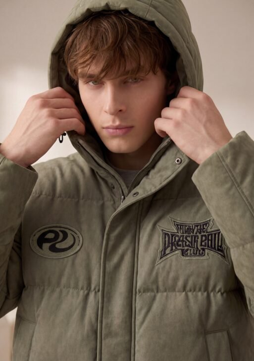 Slim Fit Lined Hooded Zippered Padded Waterproof Jacket