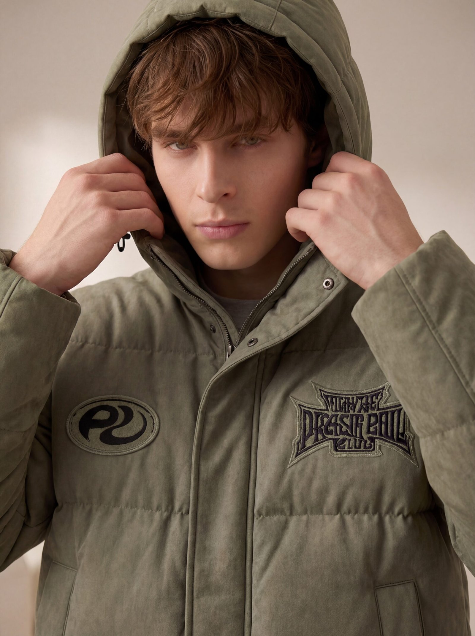 Slim Fit Lined Hooded Zippered Padded Waterproof Jacket