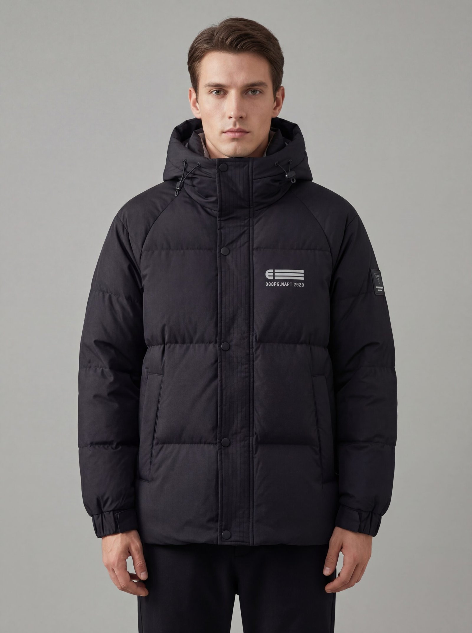 Slim Fit Lined Hooded Zippered Padded Waterproof Jacket - Image 5