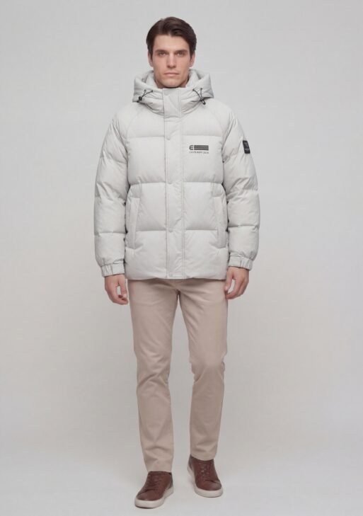 Slim Fit Lined Hooded Zippered Padded Waterproof Jacket