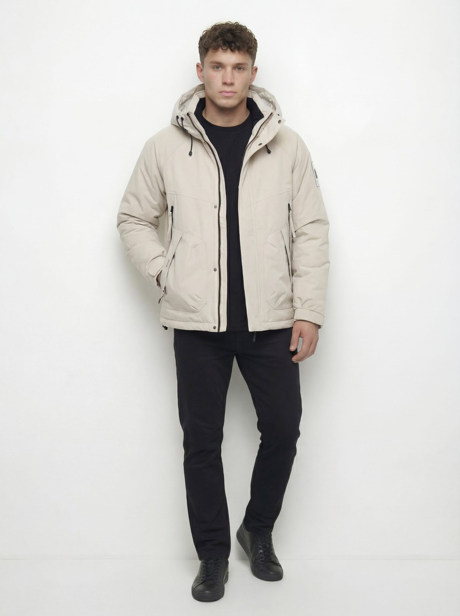 Men's long-sleeved leather jacket