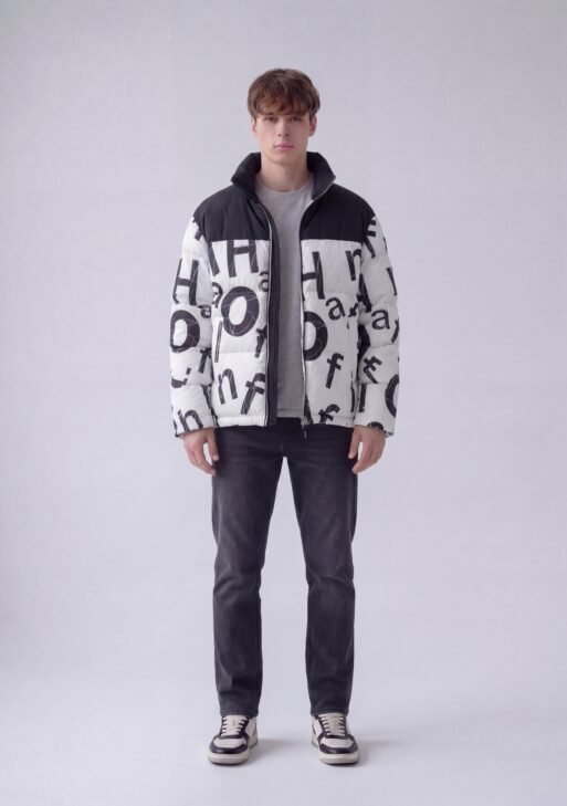 جاكيت مبطن مقاوم للماء بقصة ضيقة وسحّاب