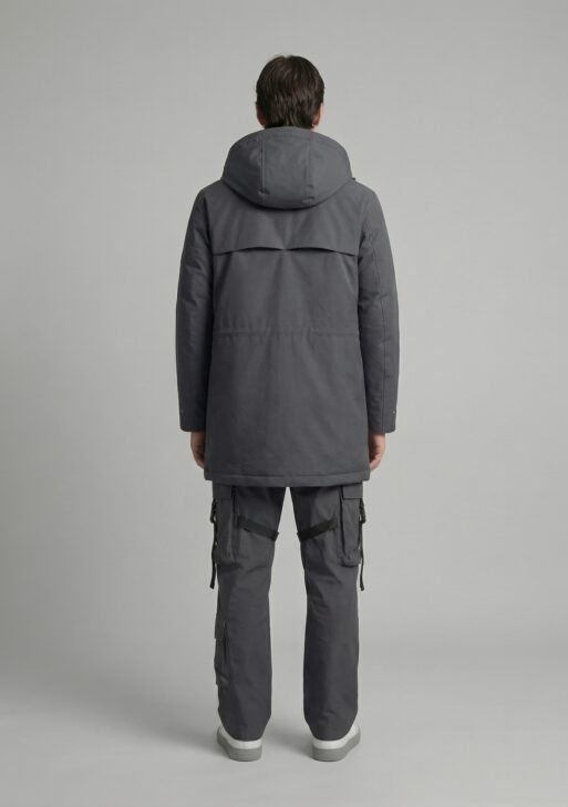 جاكيت مبطن شتوي بقبة ثابتة وقصة عادية