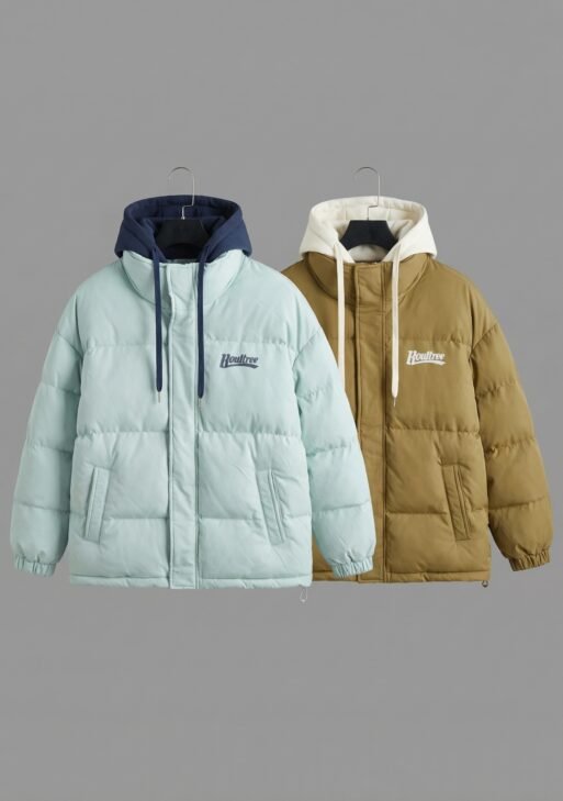 جاكيت مبطن مقاوم للماء بقصة ضيقة مع غطاء للرأس وسحّاب